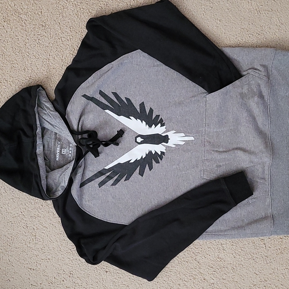 Maverick hoodie sweatshirt, XS, Grey and black